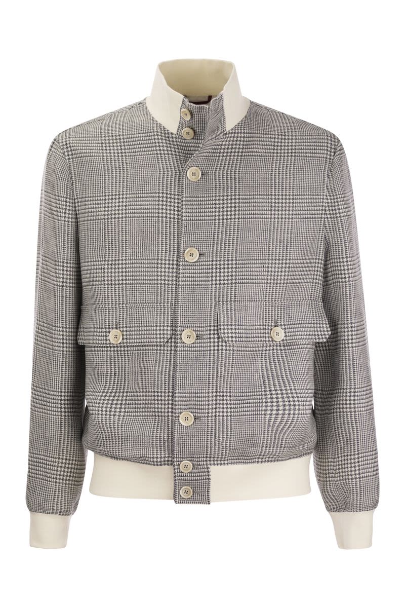BRUNELLO CUCINELLI Prince of Wales Check Bomber Jacket - Size 48