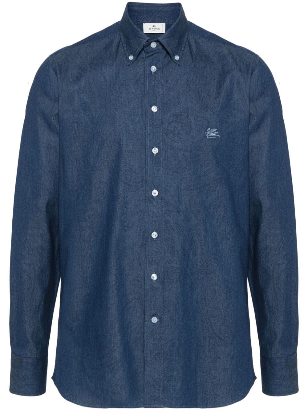 ETRO Blue Denim Shirt with Classic Logo Embroidery for Men