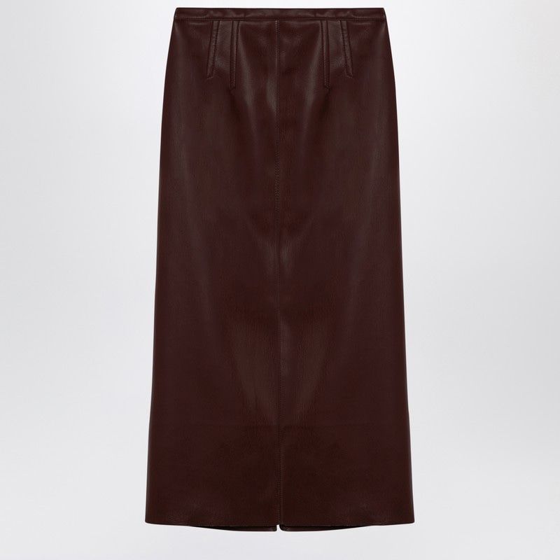 PHILOSOPHY DI LORENZO SERAFINI Chic Brown Faux Leather Midi Skirt