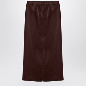 PHILOSOPHY DI LORENZO SERAFINI Chic Brown Faux Leather Midi Skirt