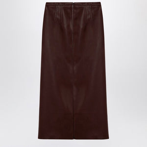 PHILOSOPHY DI LORENZO SERAFINI Chic Brown Faux Leather Midi Skirt