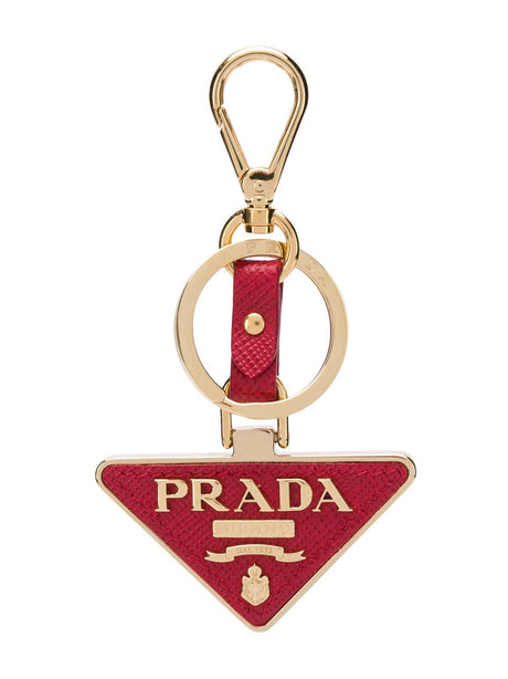 PRADA Mini Leather Triangle Keychain