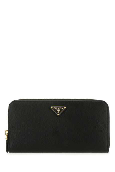 PRADA Elegant Black Leather Wallet - 20 cm x 10.5 cm