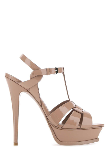 SAINT LAURENT Antiqued Pink Leather Tribute 105 Sandals