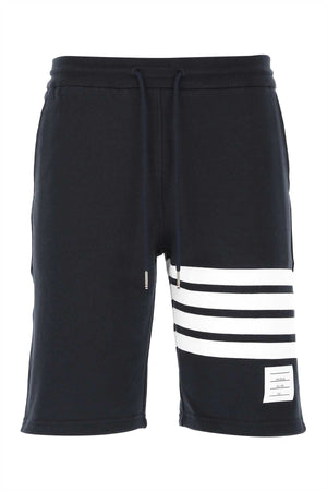 THOM BROWNE Stylish Dark Blue Mini Bermuda Shorts for Men