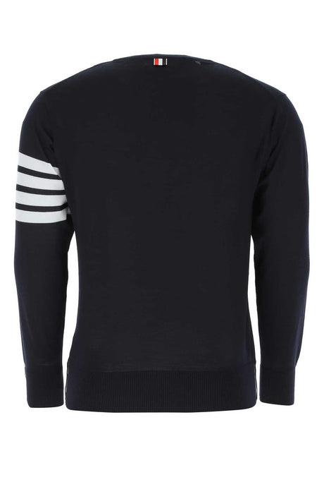 THOM BROWNE Classic Navy Blue Wool Sweater for Men