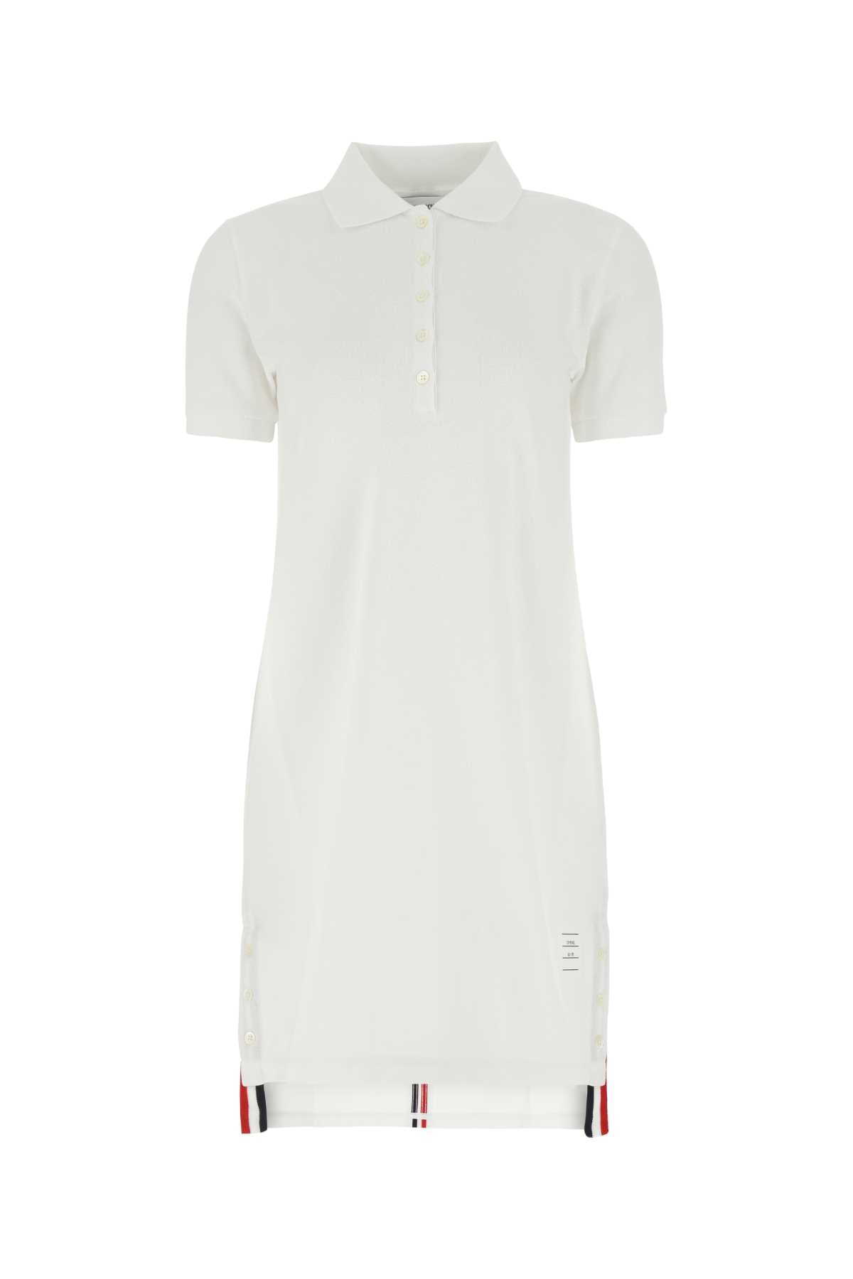 THOM BROWNE Chic White Piquet Polo Shirt Dress