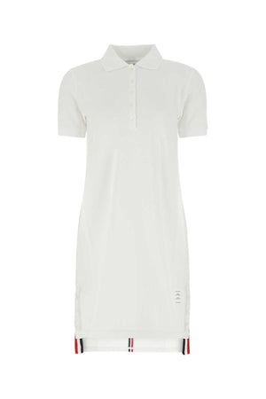 THOM BROWNE Chic White Piquet Polo Shirt Dress