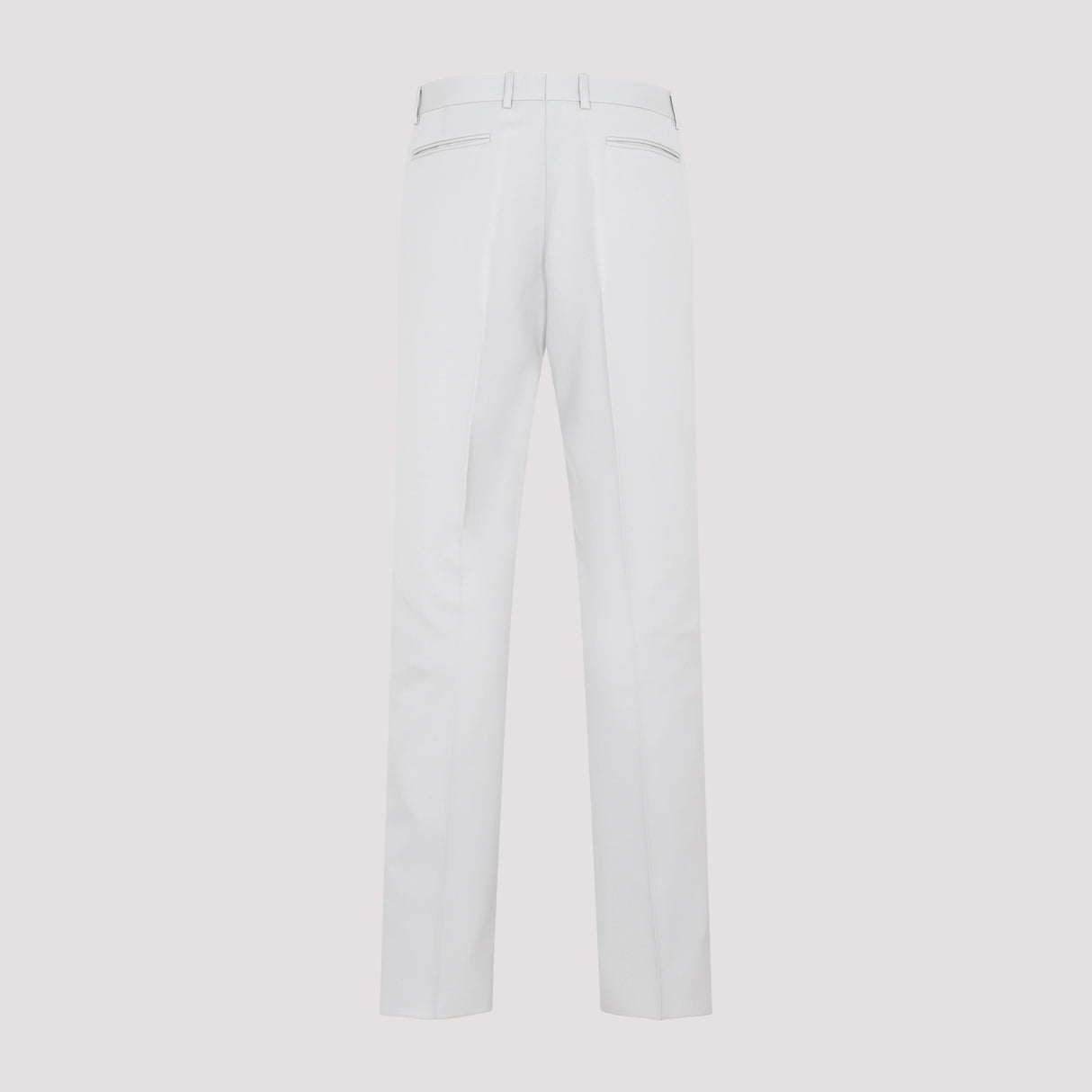 Men's Cavalry Pants in Pearl-Colored Wool with Pleated Detailing