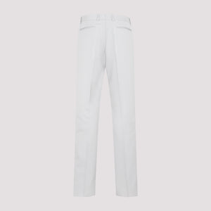 DIOR HOMME Men's Pearl-Colored Wool Cavalry Pants with Pleated Detailing