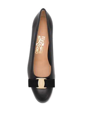 FERRAGAMO Classic Patent Leather Ballerina Flats for Women - Black