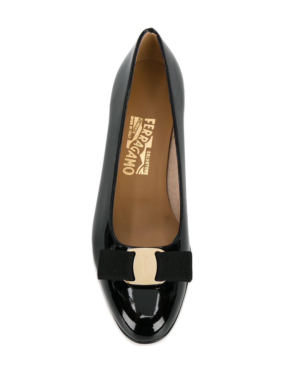 FERRAGAMO Classic Patent Leather Ballerina Flats for Women - Black