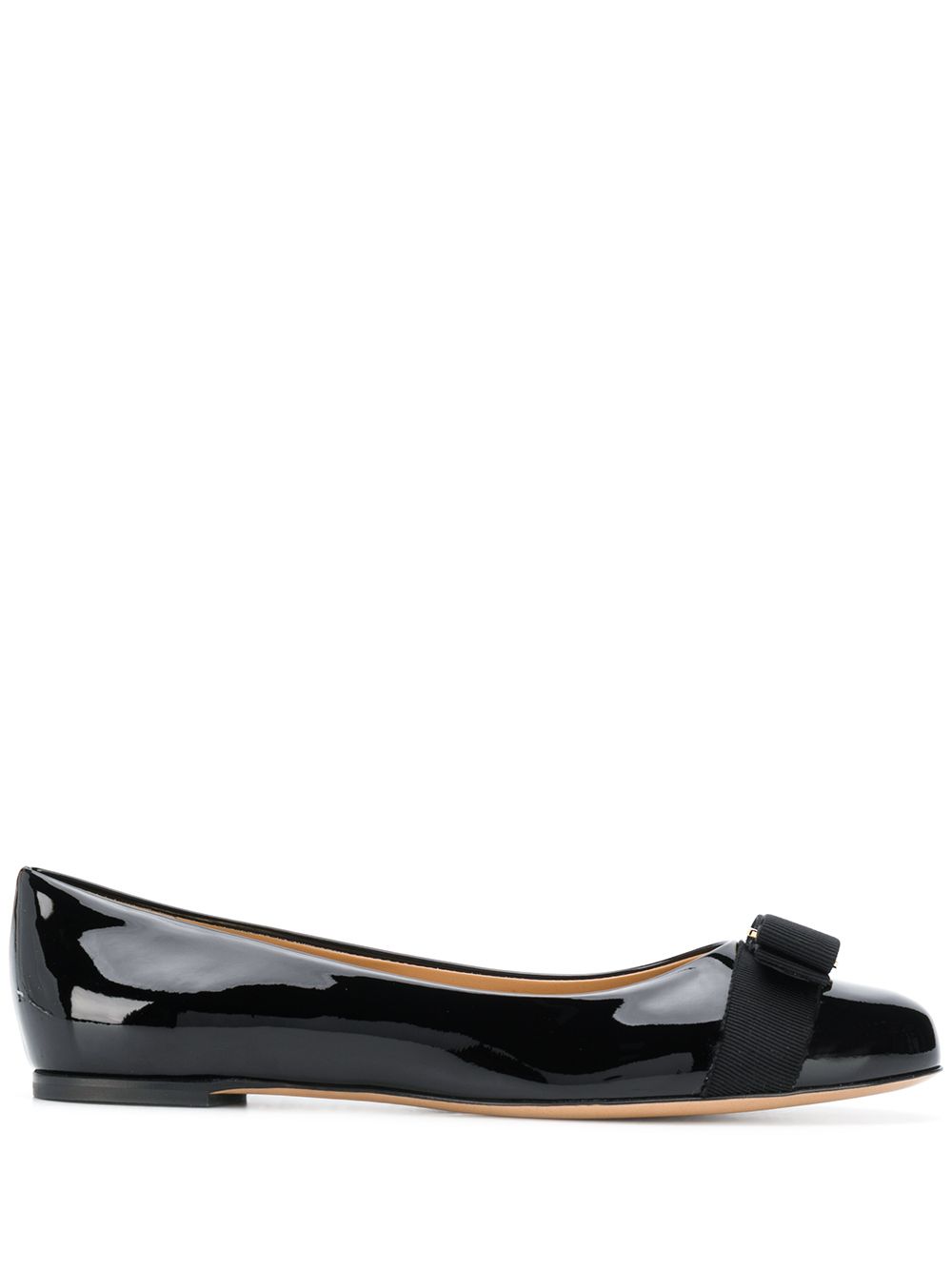 FERRAGAMO Elegant Leather Ballet Flats with Signature Bow Detail