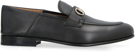 Giày mokasen bằng da màu đen cho nữ | Chi tiết logo cổ điển | Bộ sưu tập SS23