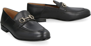 FERRAGAMO Black Leather Loafers for Women | Classic Logo Detail | SS23 Collection