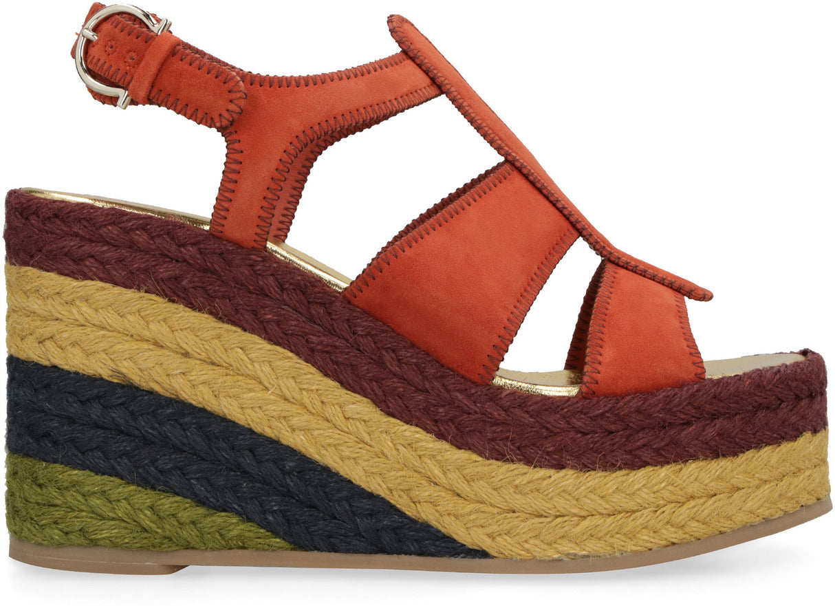 Giày Espadrille Gòn Jute Màu Cam Đỏ cho Nữ có Quai Chặt Cổ Chân và Đế Cao su