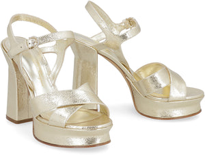 Women's Gold Leather Platform Sandals - SS23 Collection