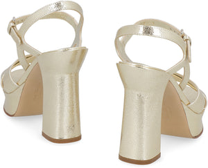 Women's Gold Leather Platform Sandals - SS23 Collection