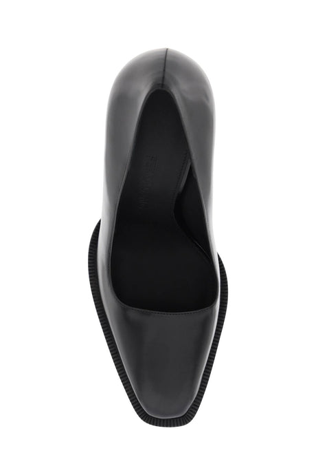 黑色皮革婦女F型高跟鞋 - FW23系列