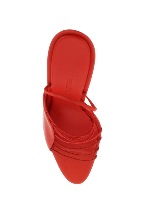 紅色超细带女式凉鞋