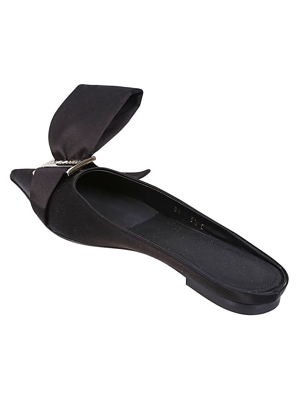 FERRAGAMO Oversized Bow Pointed Toe Leather Slippers for Women