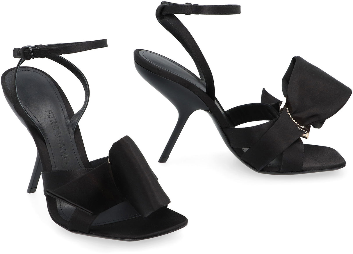 FERRAGAMO Elegant Black Satin Sandals for Women