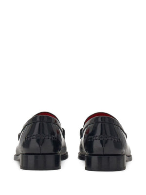 FERRAGAMO Embossed Logo Leather Loafers for Women in Black