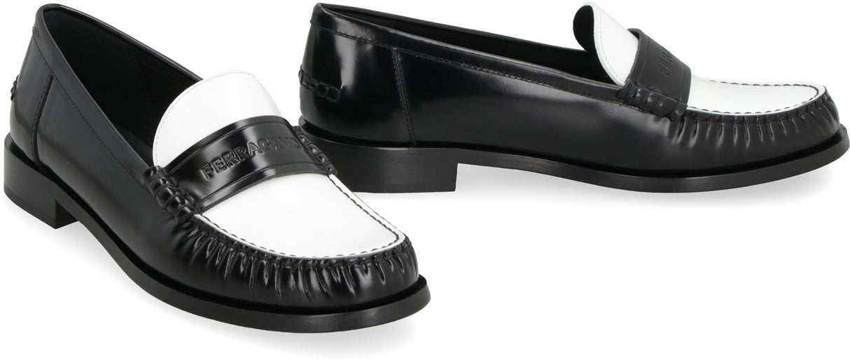 Black Leather Loafers for Women - FW23 للنساء