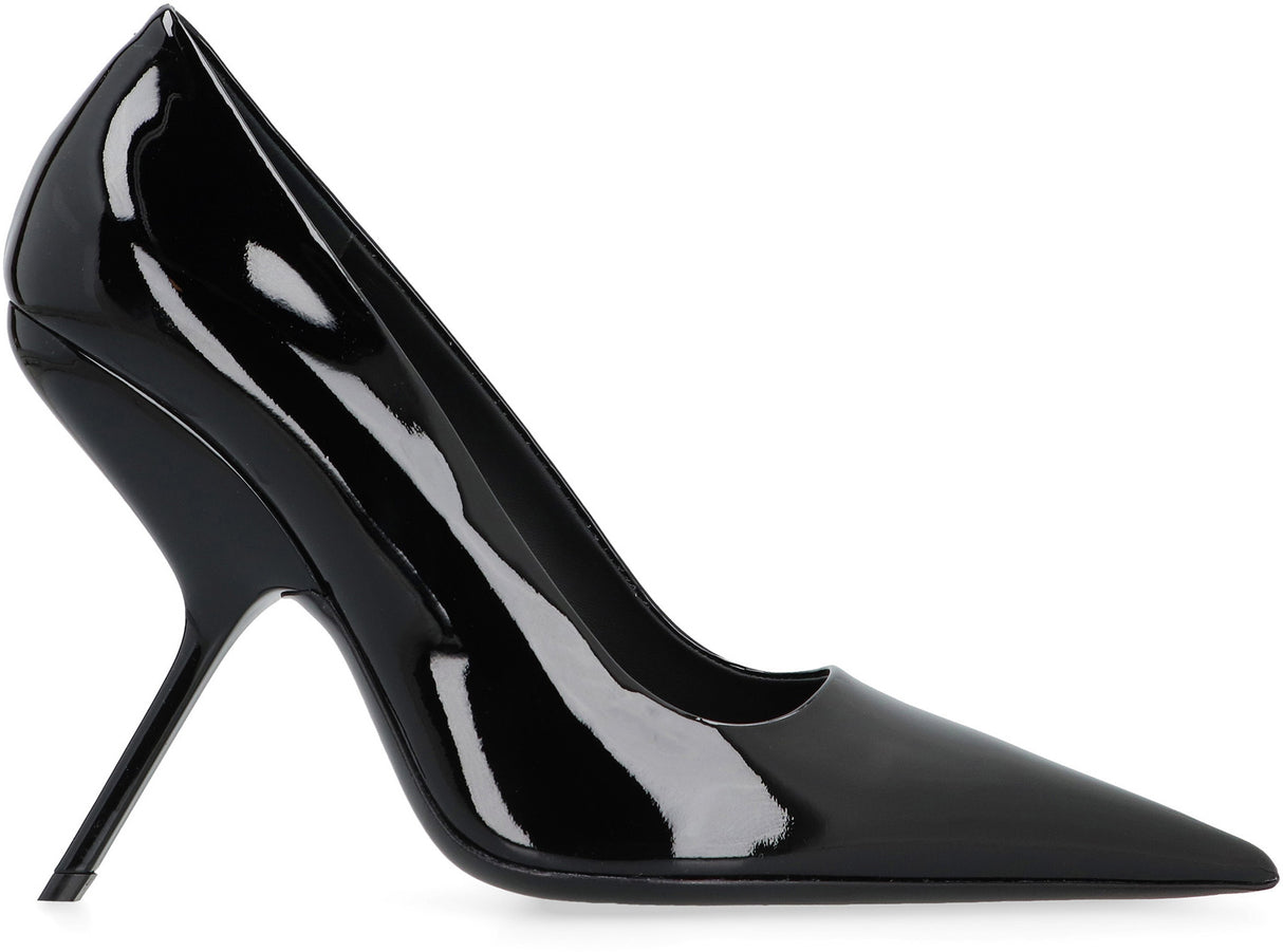 FERRAGAMO Elegant Patent Leather Pointy Toe Stiletto Pumps