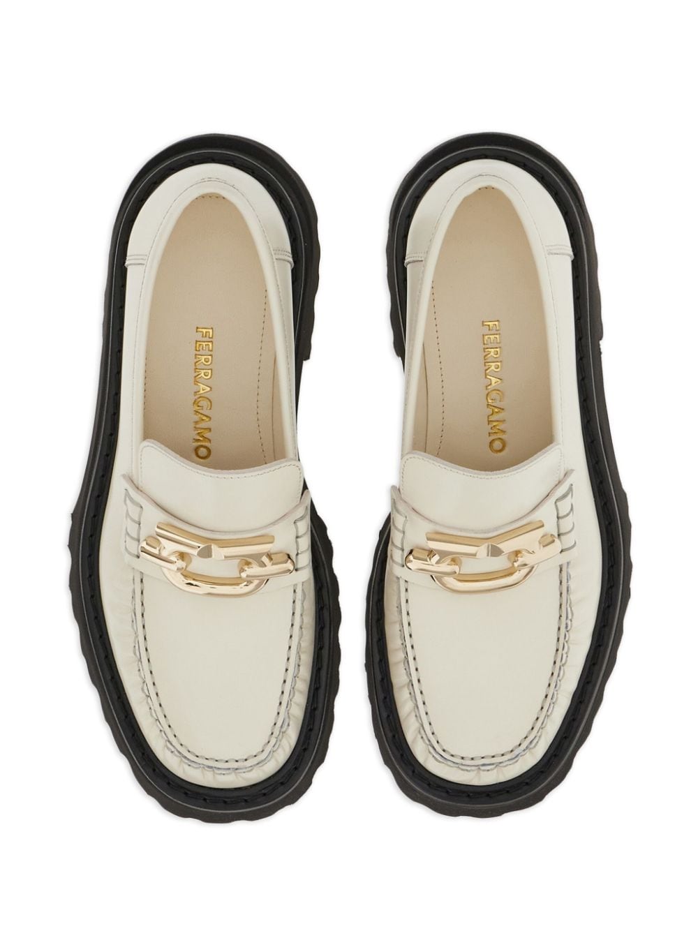 FERRAGAMO Stylish Gancio Hook Leather Loafers for Women