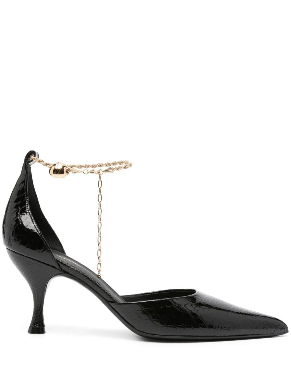 Chain Link Patent Leather Neckline Pumps for Women