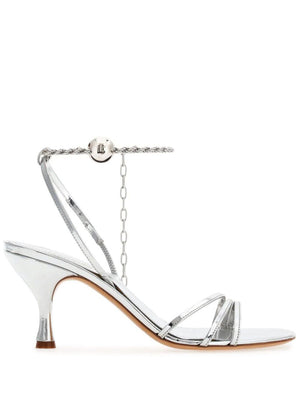 FERRAGAMO Chain Strap Sandals with Leather Footbed - Width C