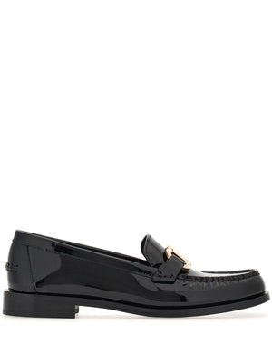 FERRAGAMO Patent Leather Loafers with Gold-Tone Hardware