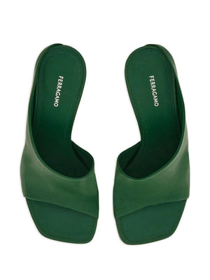 Sandal Gót Cong Bằng Da Nappa Màu Xanh Dành Cho Nữ