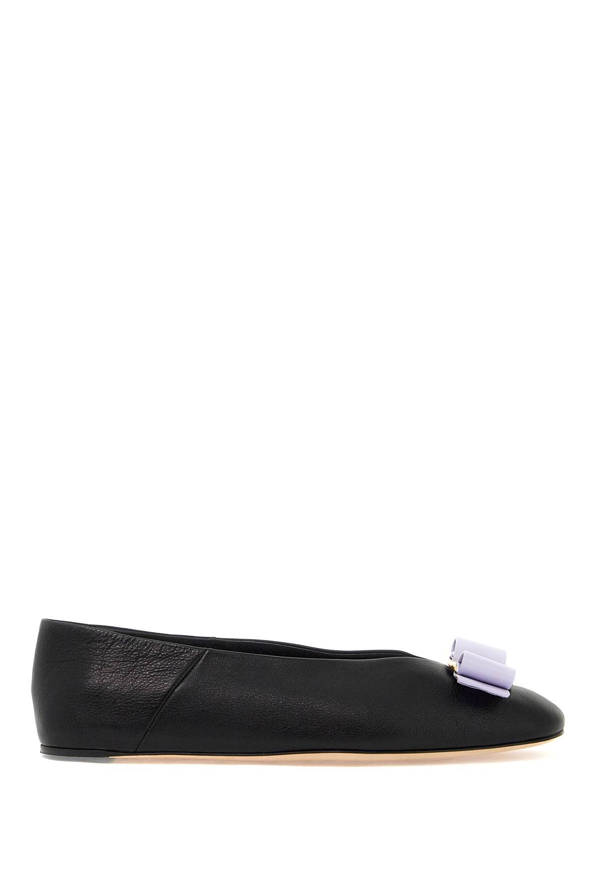 Ferragamo Black Leather Bow Ballerinas for Women