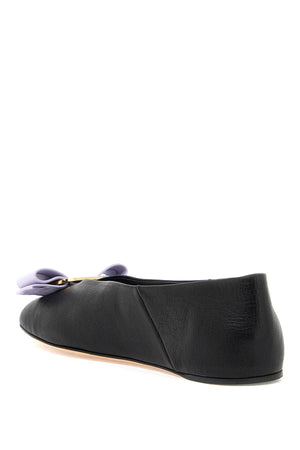 Ferragamo Black Leather Bow Ballerinas for Women