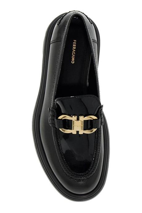 FERRAGAMO Elegant Double Gancini Leather Loafers