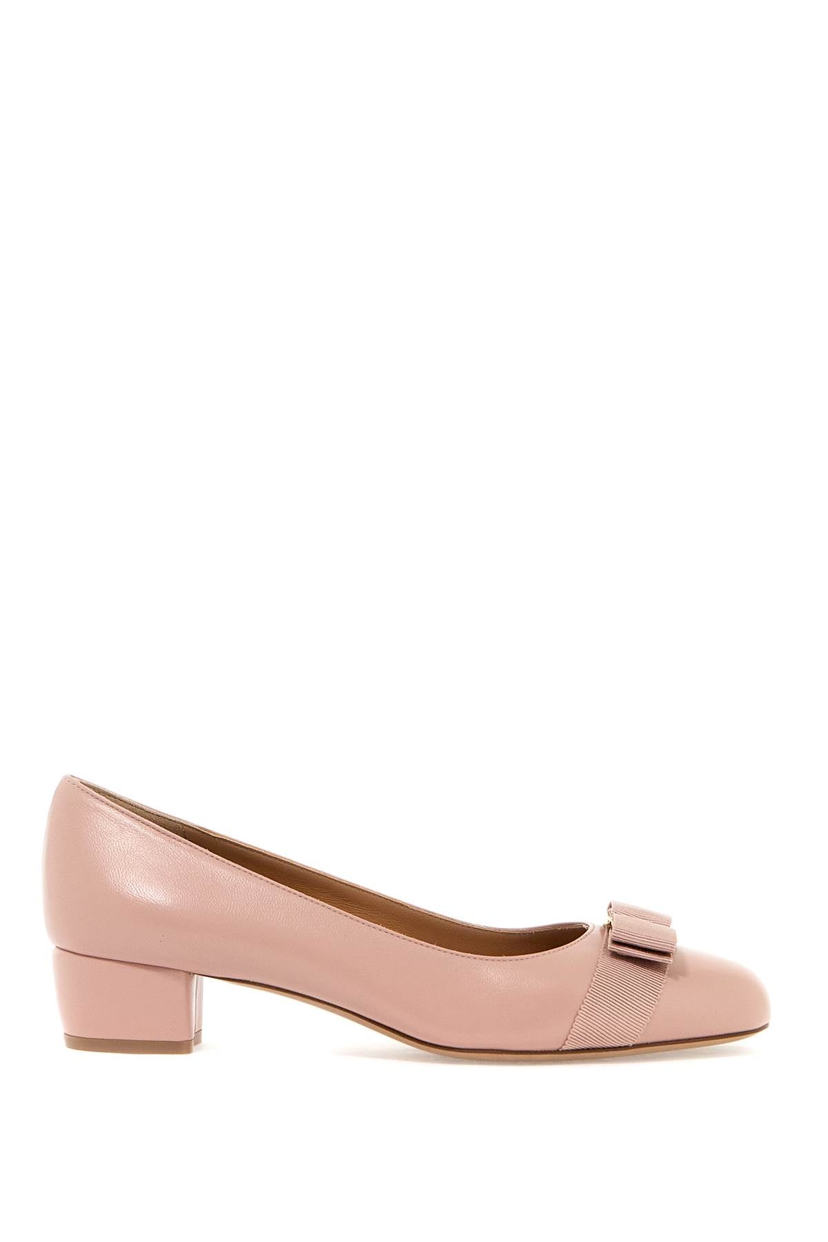 FERRAGAMO Pink Leather Vara Bow Pumps for Women - FW24 Collection