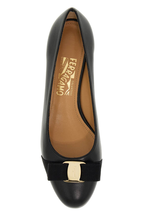 FERRAGAMO Elegant Bow Pumps | Classic Black Leather Sandals for Women | FW24 Collection