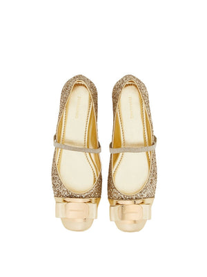 FERRAGAMO Metallic Vara Ballerina Shoes for Women