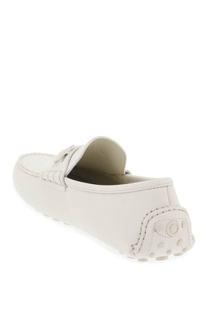 Iconic White Leather Loafers with Gancini Hook Detail for Men
