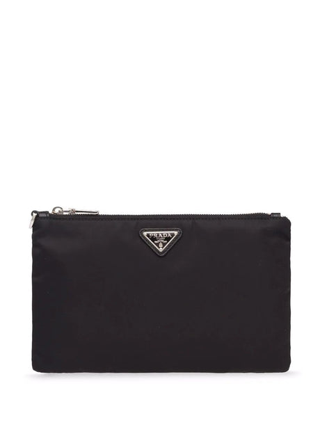 PRADA Mini Pouch Handbag in Re-Nylon and Saffiano - 24 x 14.5 cm