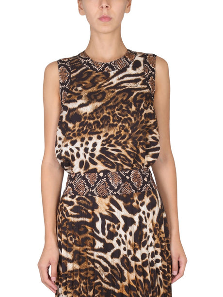 BOUTIQUE MOSCHINO Wild Print Women's Top with Concealed Back Zipper