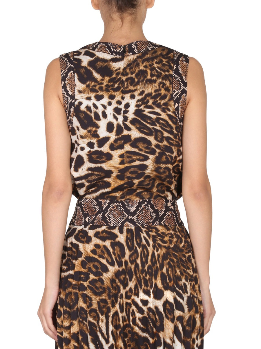 BOUTIQUE MOSCHINO Wild Print Women's Top with Concealed Back Zipper