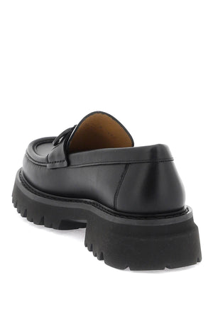 FERRAGAMO Classic Black Leather Gancini Hook Loafers for Men