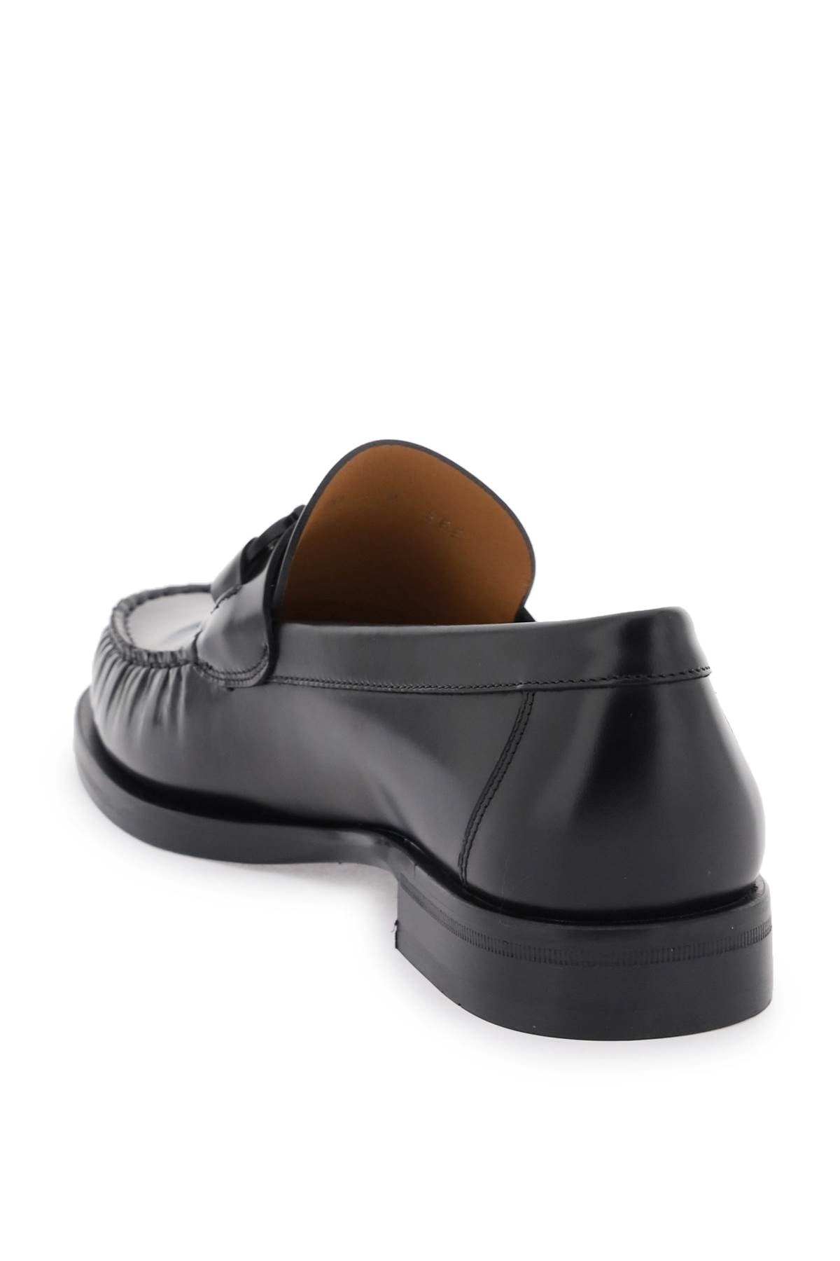 قصبة أحذية موكاسين Gancini الأيقونية السوداء للرجال من جلد الفرش | SS24