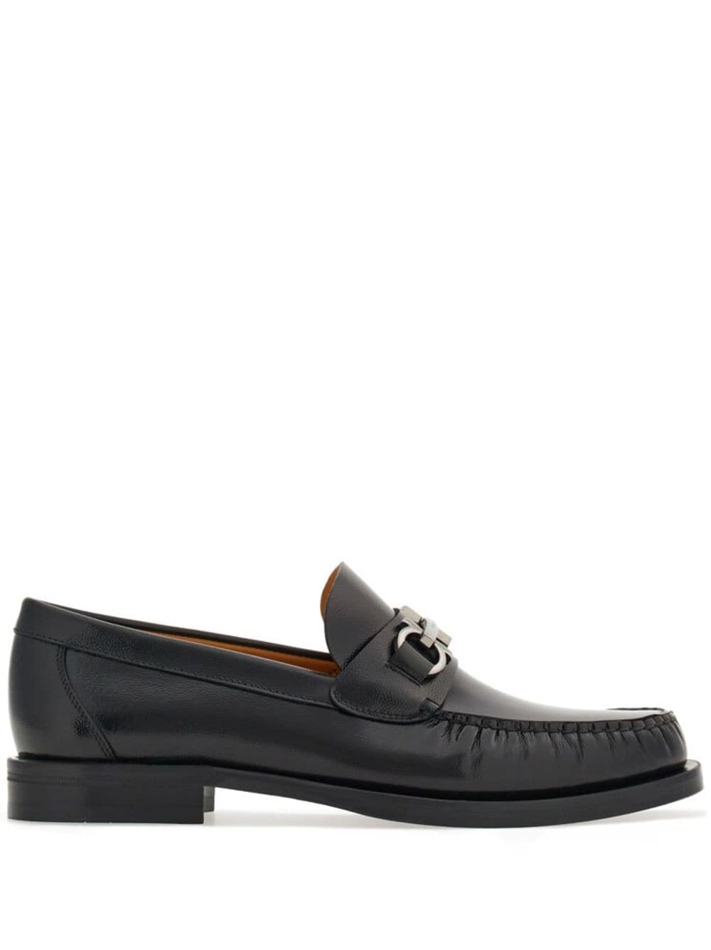 FERRAGAMO Men's Gancini Hook Leather Loafers in Black for FW24