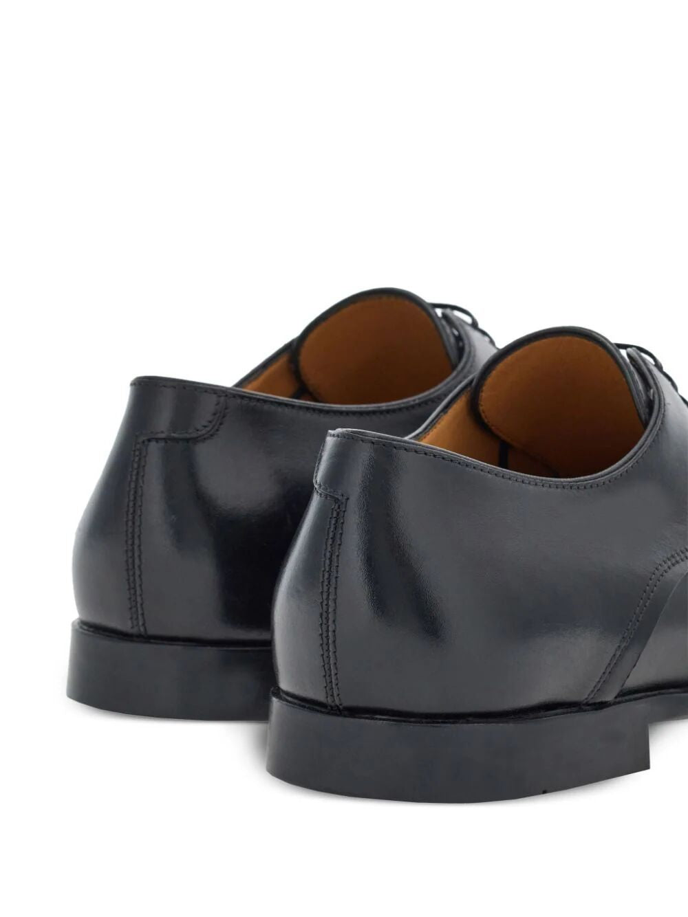 FERRAGAMO Black Lace-Up Leather Derby Dress Shoes for Men