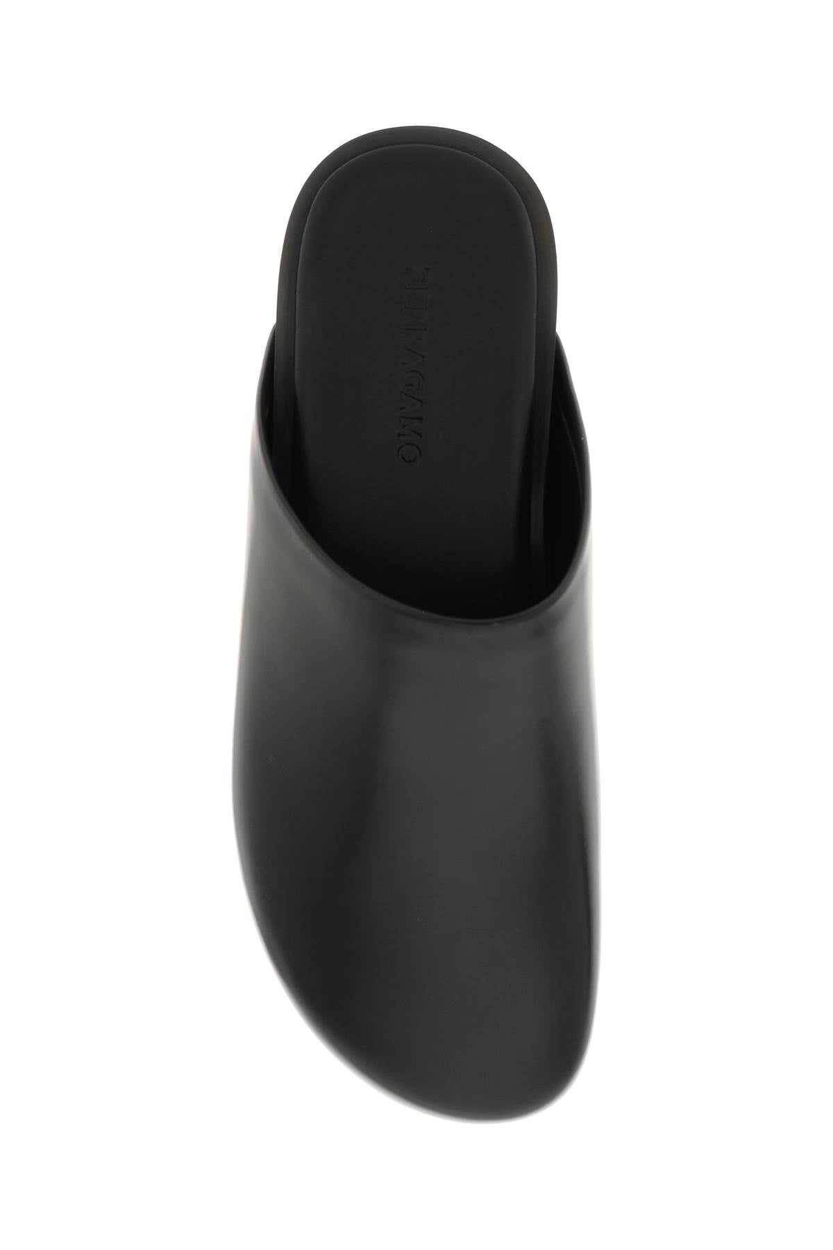 FERRAGAMO Men's Black Leather Clogs for SS24