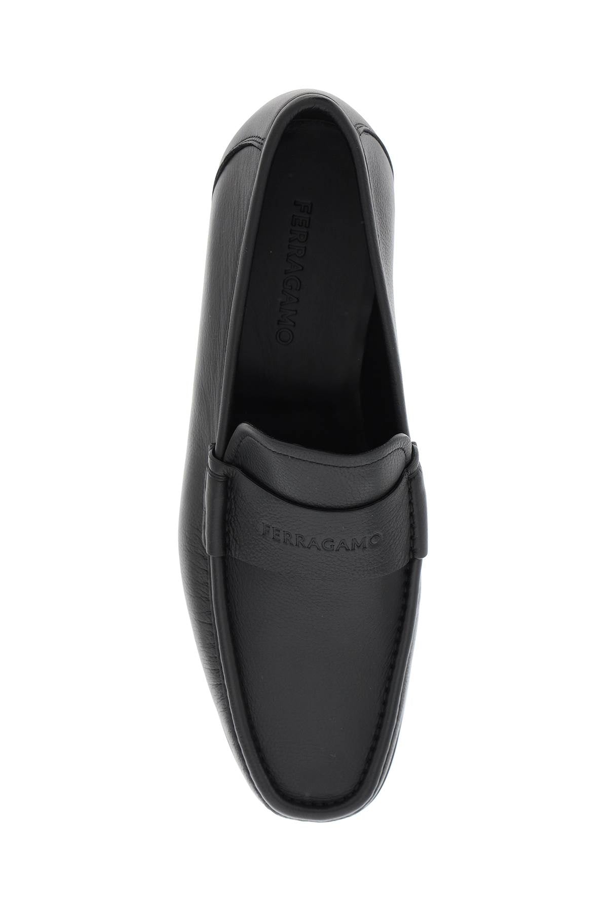 FERRAGAMO Classic Black Leather Moccasins for Men